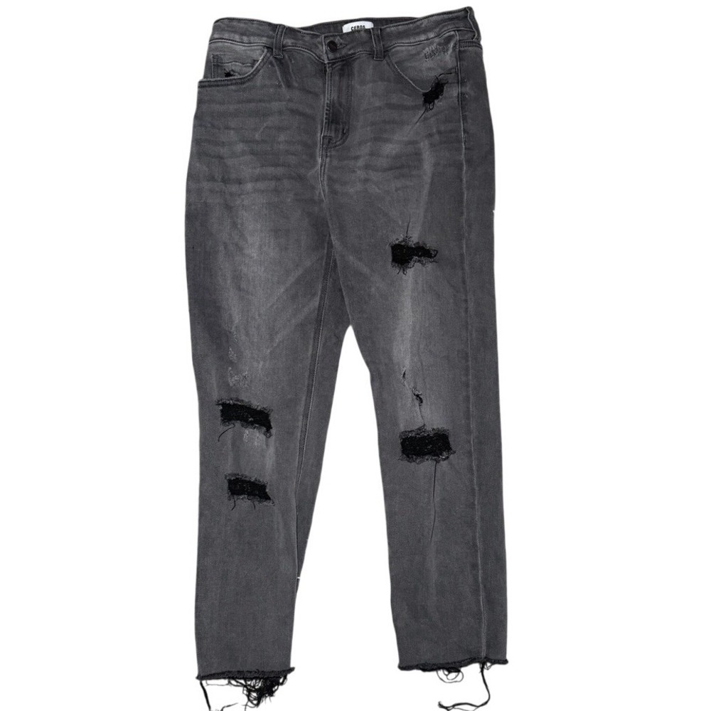 Ceros Womens 32 Sophia High‎ Rise Crop Skinny Jeans Gray Distressed GTHCK2039